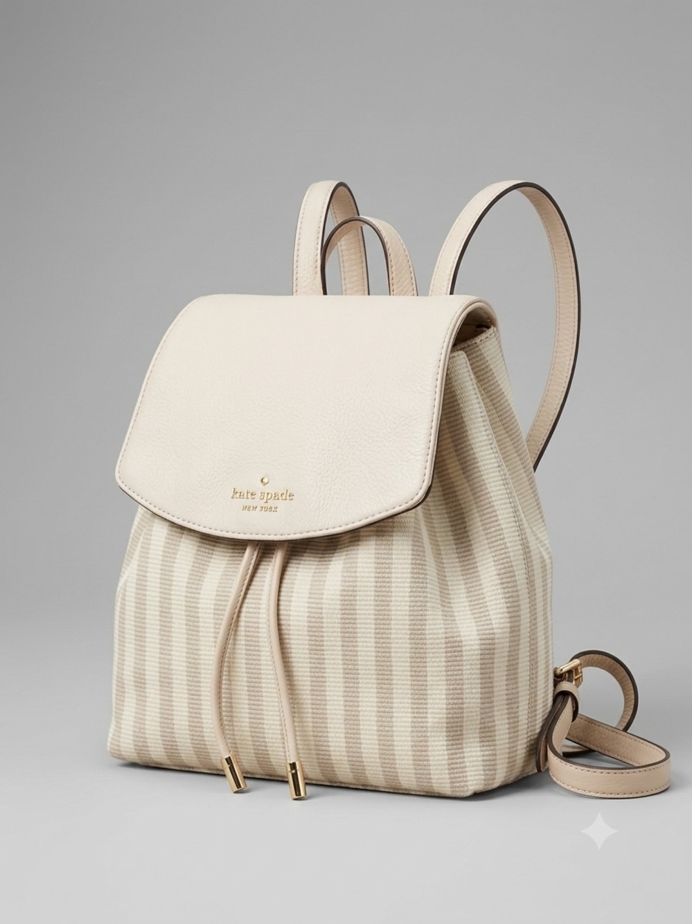 kate spade Cream and Beige Striped Mini Backpack
